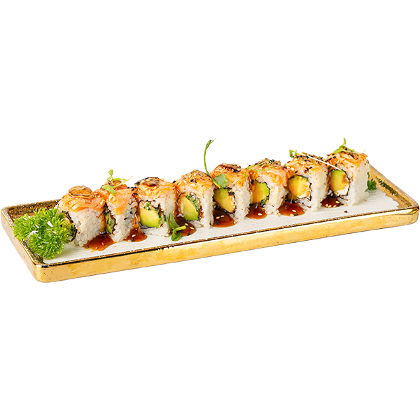 URAMAKI SALMÓN CON FOIE FLAMBEADO (8U)